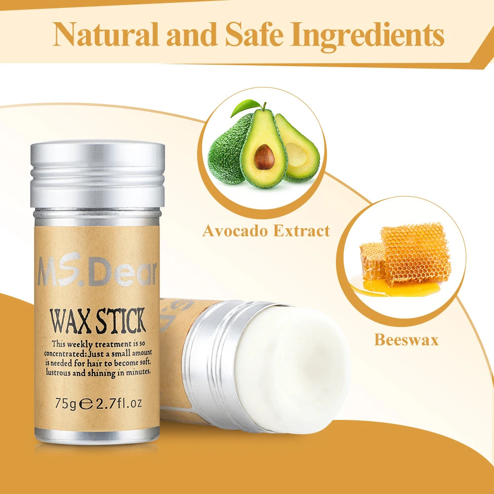 Stick de cire coiffante pour cheveux et perruques, formule professionnelle sous forme de gel-crème non grasse. Idéal pour lisser et discipliner les cheveux rebelles, les frisottis et les petits cheveux cassés. Convient aux hommes et aux femmes