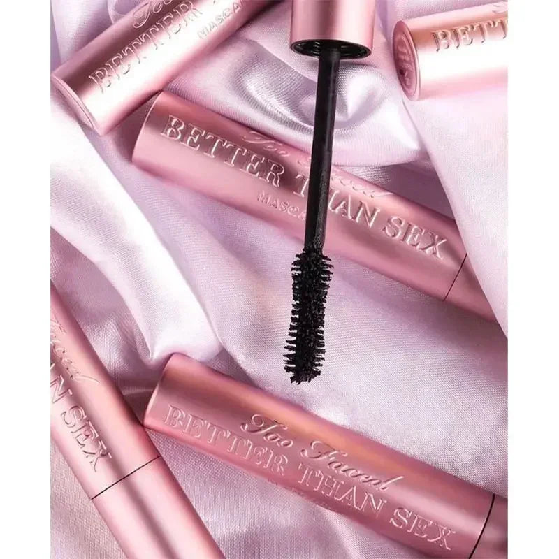 TooFaced BetterThanSex mascara imperméable à l'eau pour les grands yeux, maquillage lisse, nourrissant, résistant à la transpiration, touffu, long volume, rose, aluminium, 8ml