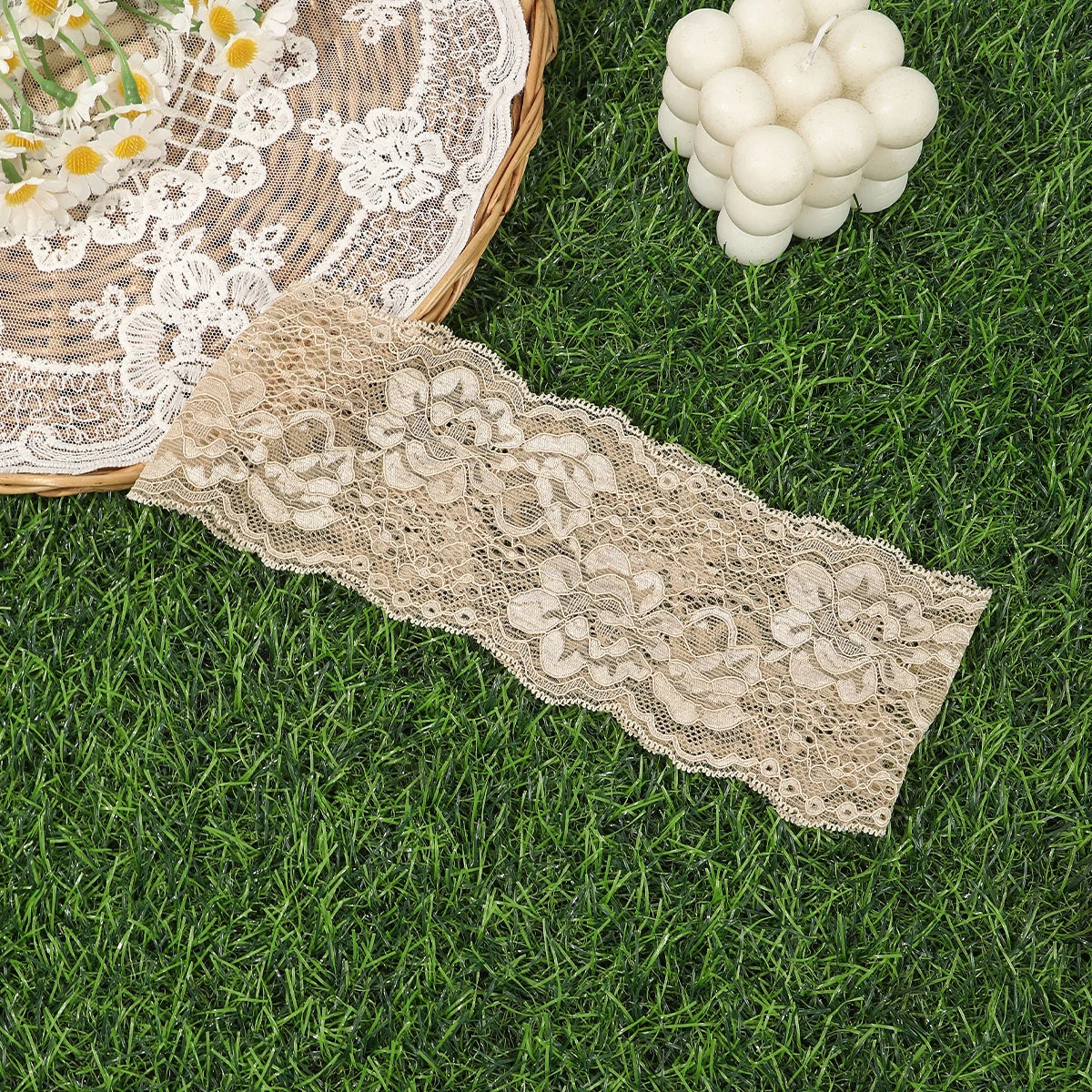 AWAYTR – bandeaux élastiques en dentelle de couleur unie, large nœud en tissu, accessoires pour cheveux pour femmes, couvre-chef de fête