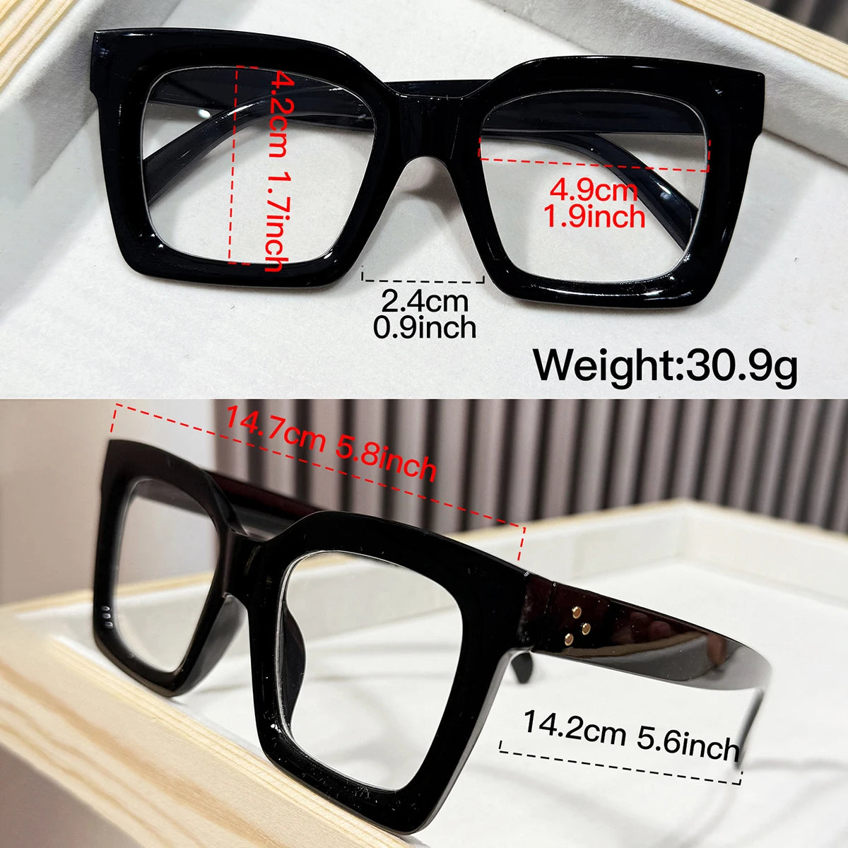 Lot de 5 paires de lunettes noires à montures variées, au style classique et minimaliste (« normcore »). Lunettes décoratives fabriquées en matériau PC (polycarbonate) de haute qualité, idéales comme accessoire de mode pour compléter différentes tenues.
