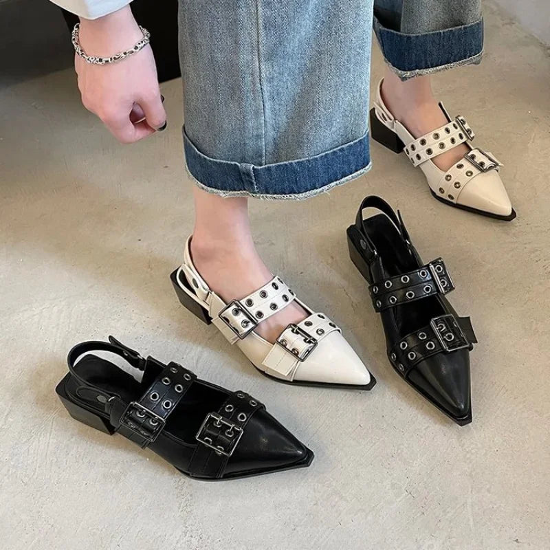 Sandales pour femmes femmes pointu Rivet chaussures simples 2025 été ballerines antidérapantes femmes plate-forme femmes sandales Zapatos De Mujer