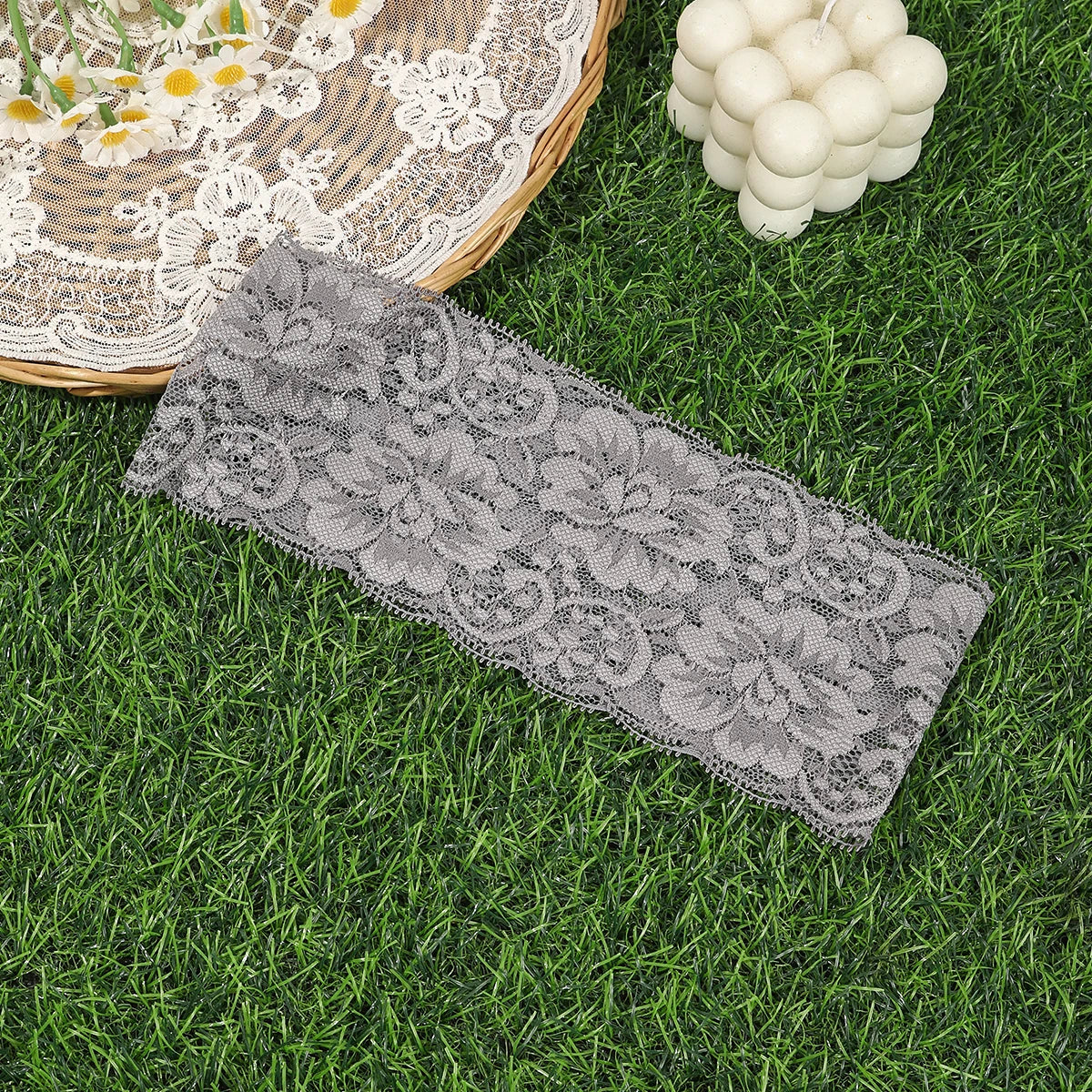 AWAYTR – bandeaux élastiques en dentelle de couleur unie, large nœud en tissu, accessoires pour cheveux pour femmes, couvre-chef de fête