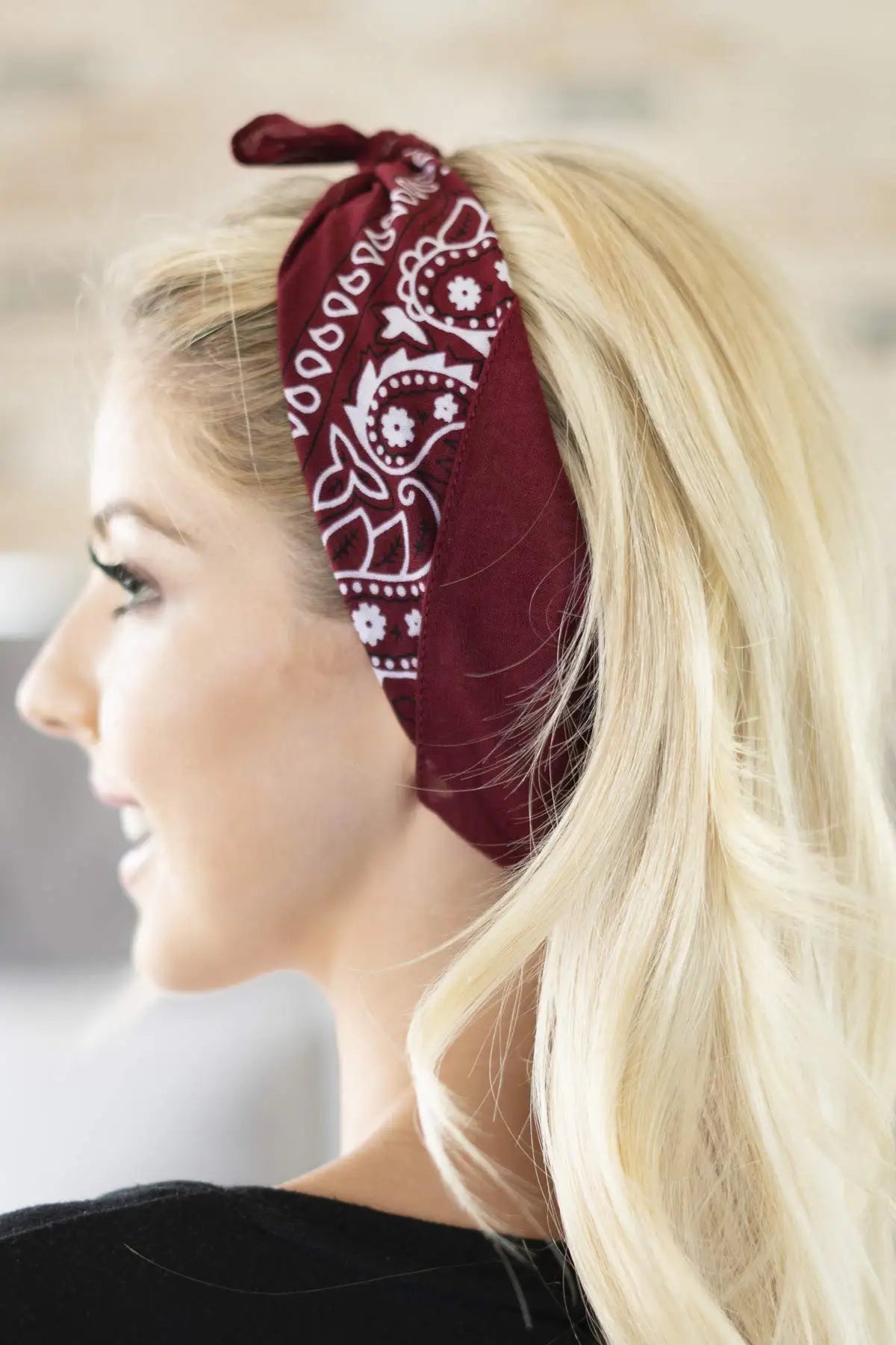 2025 mode femmes rouge Bandana écharpe filles enfants Punk carré Bandanas chapeaux bohème foulard bandeaux cheveux accessoires