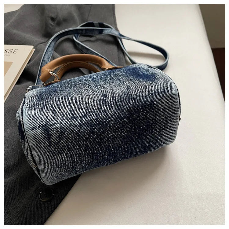 Sac bandoulière classique en jean délavé de haute qualité, sac à main décontracté à porter sous le bras, style coréen, sac de transport pour le quotidien