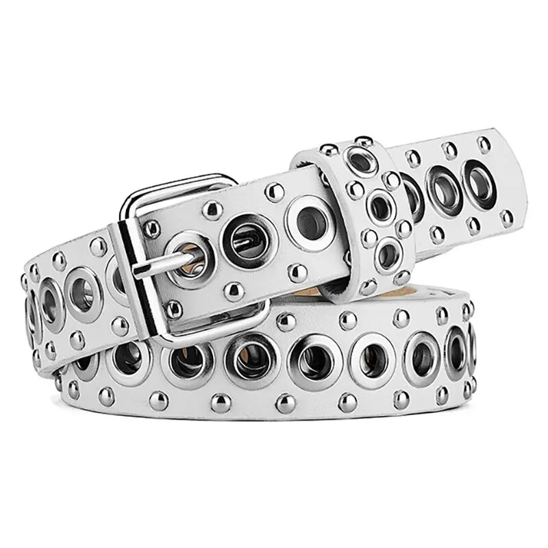 Ceinture fine à rivets pour femmes, à la mode, avec boucle à aiguille personnalisée, tendance de rue, Style Punk HipHop Y2K, avec ceinture en jean