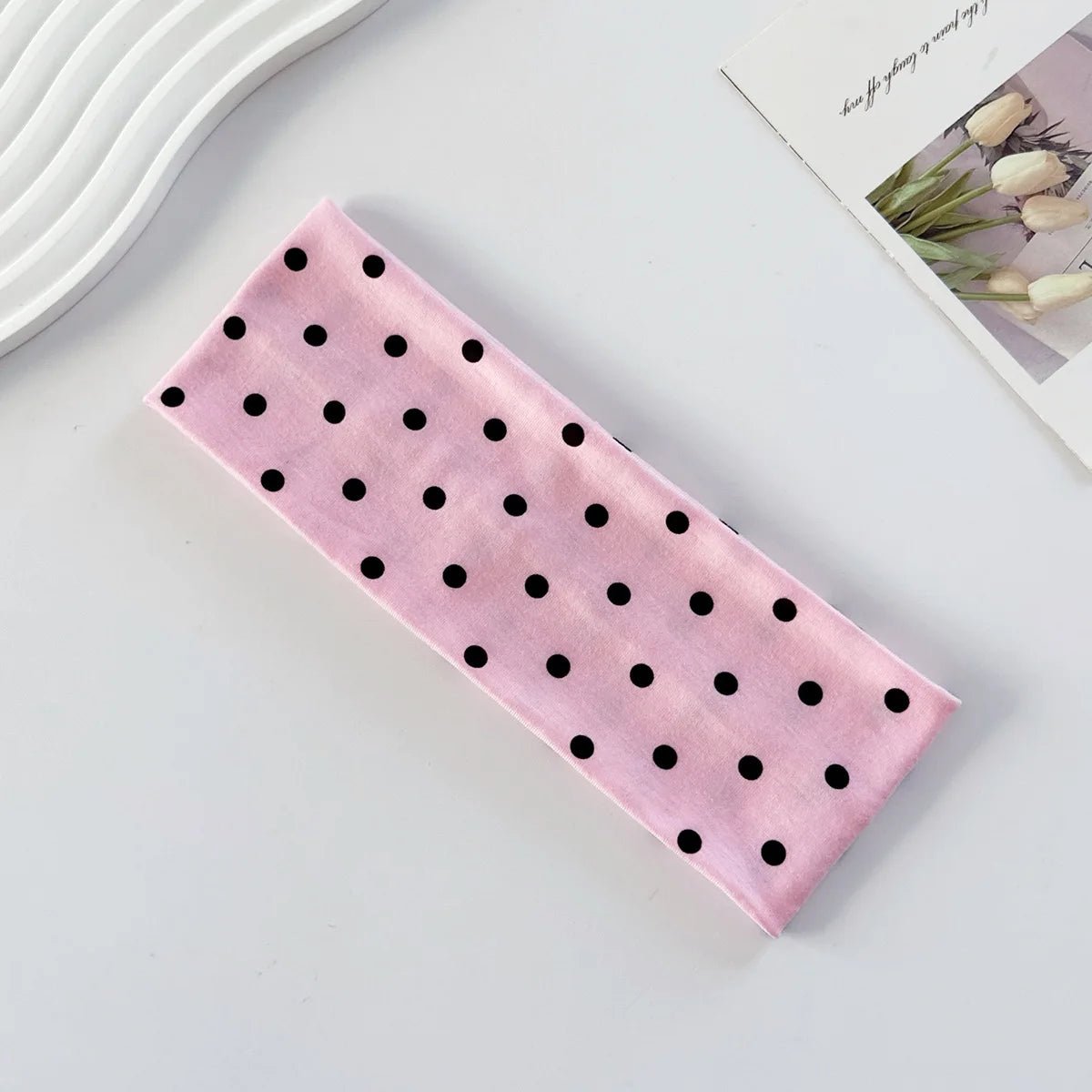 1 bandeau élastique à pois pour le yoga – Bandeau de maquillage à motif de points tendance, bandeau absorbant la transpiration pour le sport et le fitness