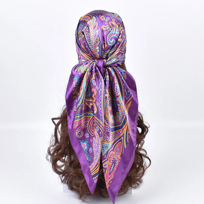 Foulards en soie de haute qualité pour femmes, Hijab carré en Satin, mouchoir uni, châles enveloppants de tête, bandeau féminin, Bandanna islamique