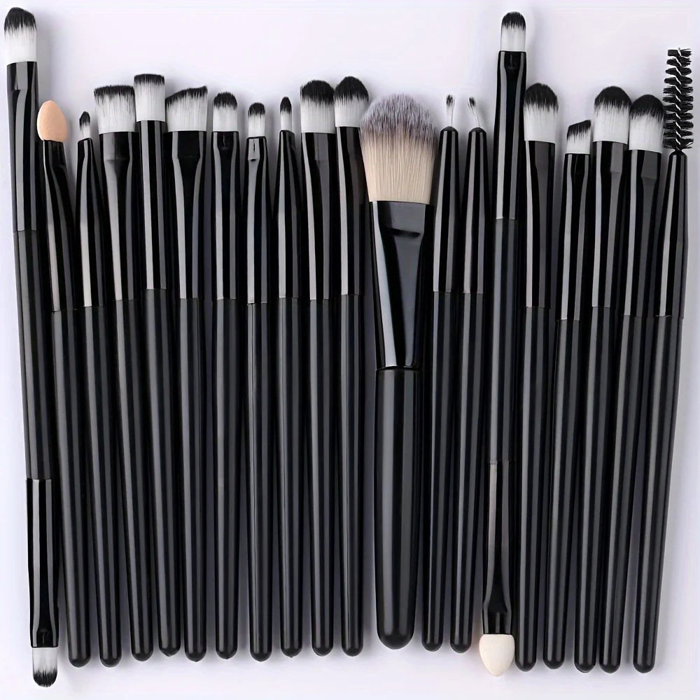 Ensemble de pinceaux de maquillage 20 pièces Kit de pinceaux doux et moelleux pour les yeux Ombre à paupières Fond de teint Poudre Enlumineur Mélange Outil de beauté Débutants