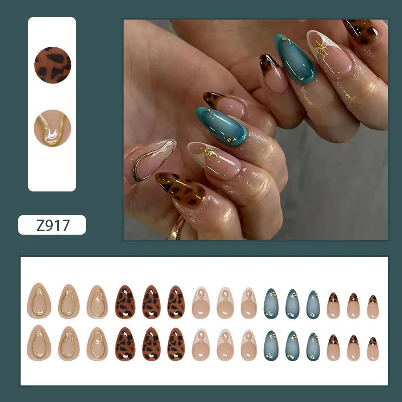 24 pièces de faux ongles à fleurs, style tendance, avec effet dégradé jaune et rose. Ongles portables à couverture complète, forme amande , à poser directement (Press-On Nails).