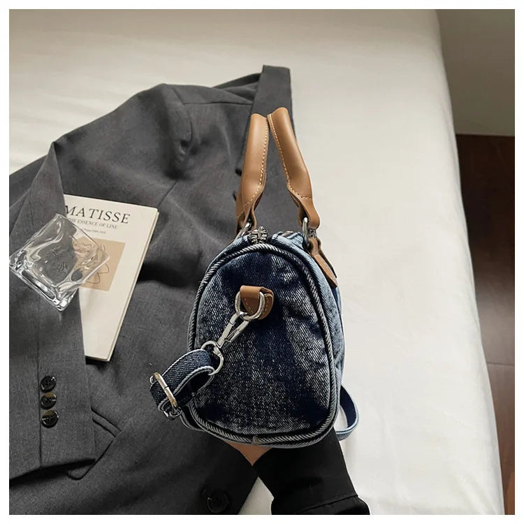 Sac bandoulière classique en jean délavé de haute qualité, sac à main décontracté à porter sous le bras, style coréen, sac de transport pour le quotidien