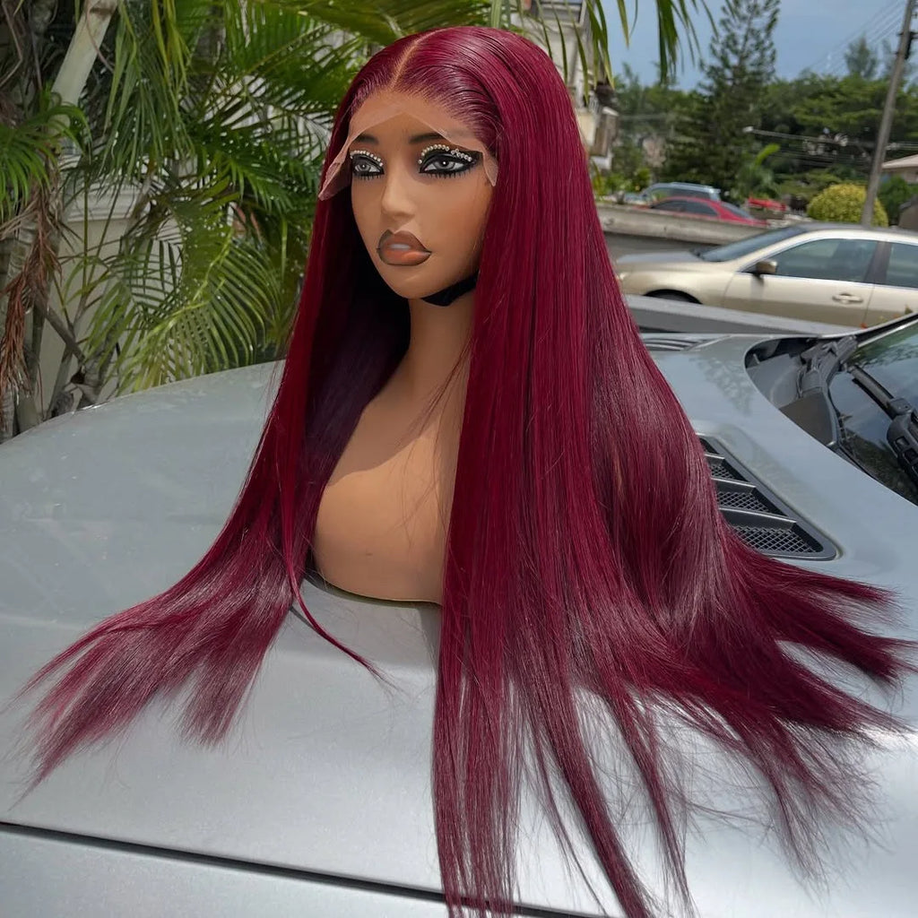 Perruque Lace Frontal Wig synthétique lisse et soyeuse de couleur rose, 13x4x1, sans colle, pre-plucked, pour femmes noires, cheveux doux pour fête quotidienne