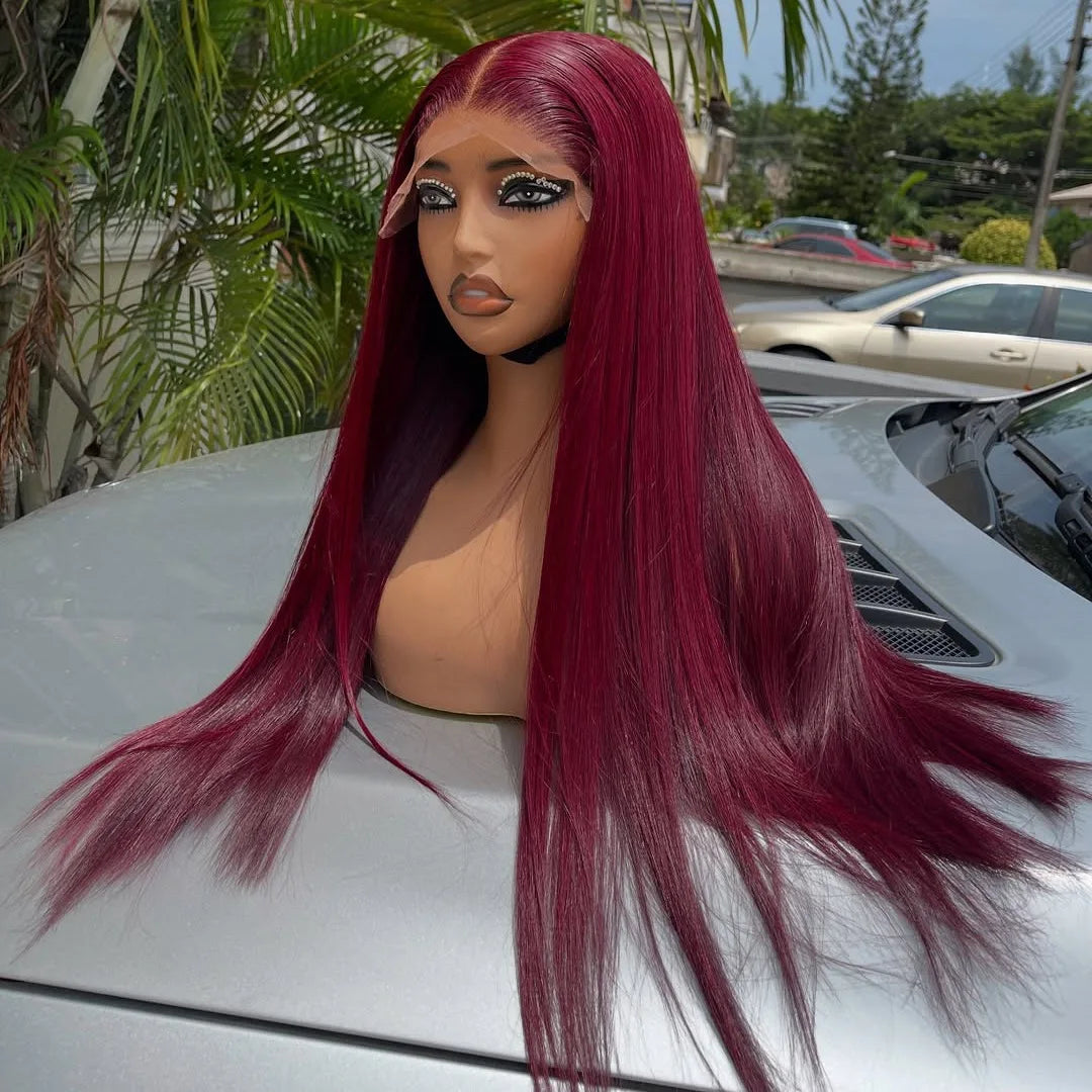 Perruque Lace Frontal Wig synthétique lisse et soyeuse de couleur rose, 13x4x1, sans colle, pre-plucked, pour femmes noires, cheveux doux pour fête quotidienne