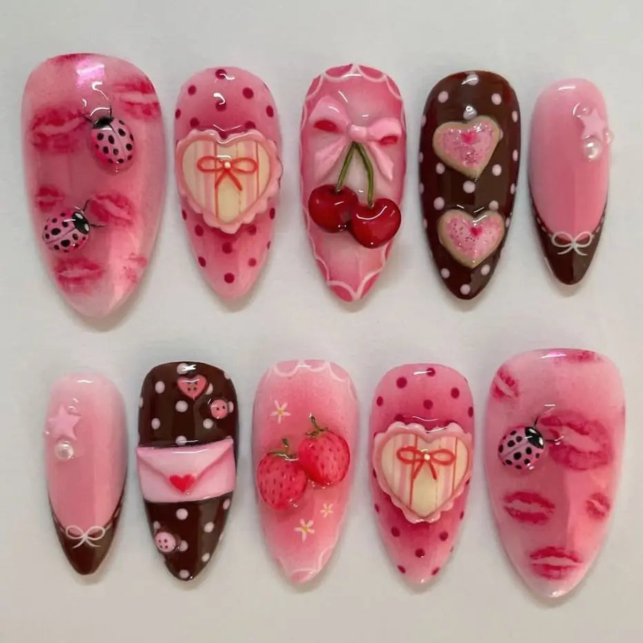 24 pièces de faux ongles à fleurs, style tendance, avec effet dégradé jaune et rose. Ongles portables à couverture complète, forme amande , à poser directement (Press-On Nails).