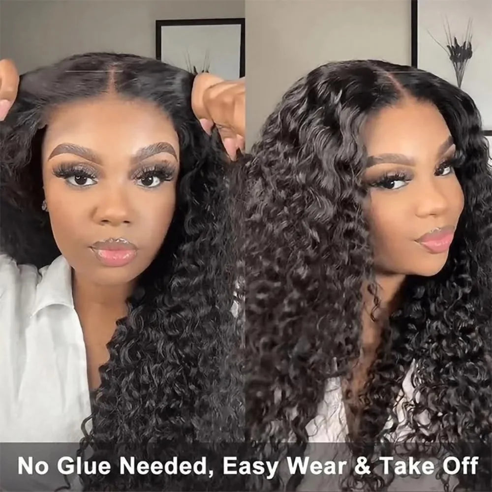 Perruque Deep Wave Premium Glueless 180 % de Densité – 100 % Cheveux Humains Remy, Lace Closure 6x4 ou 5x5, Prête à Porter, Volume Naturel et Finition Invisible