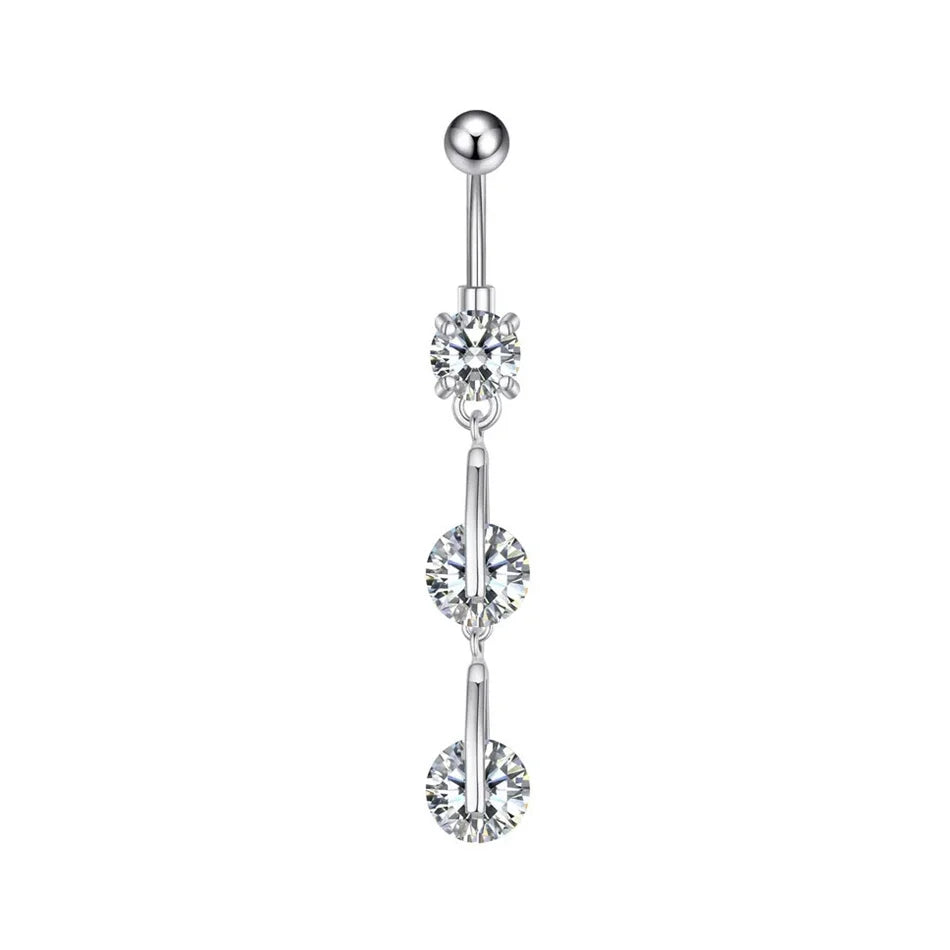 Piercing de nombril à filetage interne en titane – Bijou de nombril avec barre de piercing et pendentif décoratif. Orné d’une longue chaîne avec nœud, fleur ou papillon suspendu pour un look élégant et féminin.