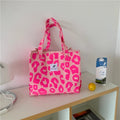 Sac à main imprimé léopard rose pour femme, grande capacité, sac à provisions portable, sac de livre étudiant, fourre-tout unique initié, nouvelle mode