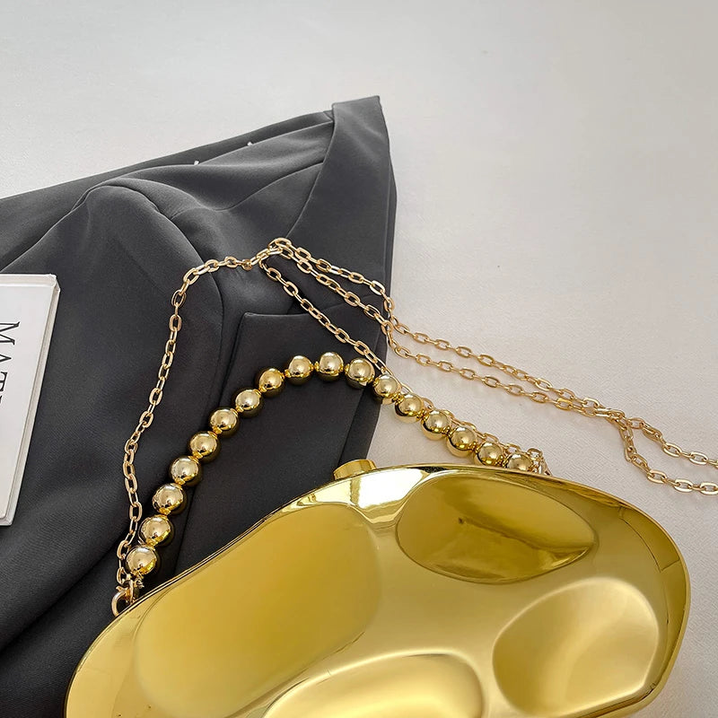 Sac à main en or pour femmes, pochettes à chaîne, mode géométrique, Mini bourse de soirée, boîte à bandoulière en acrylique de qualité, sacs à rouge à lèvres, 2025