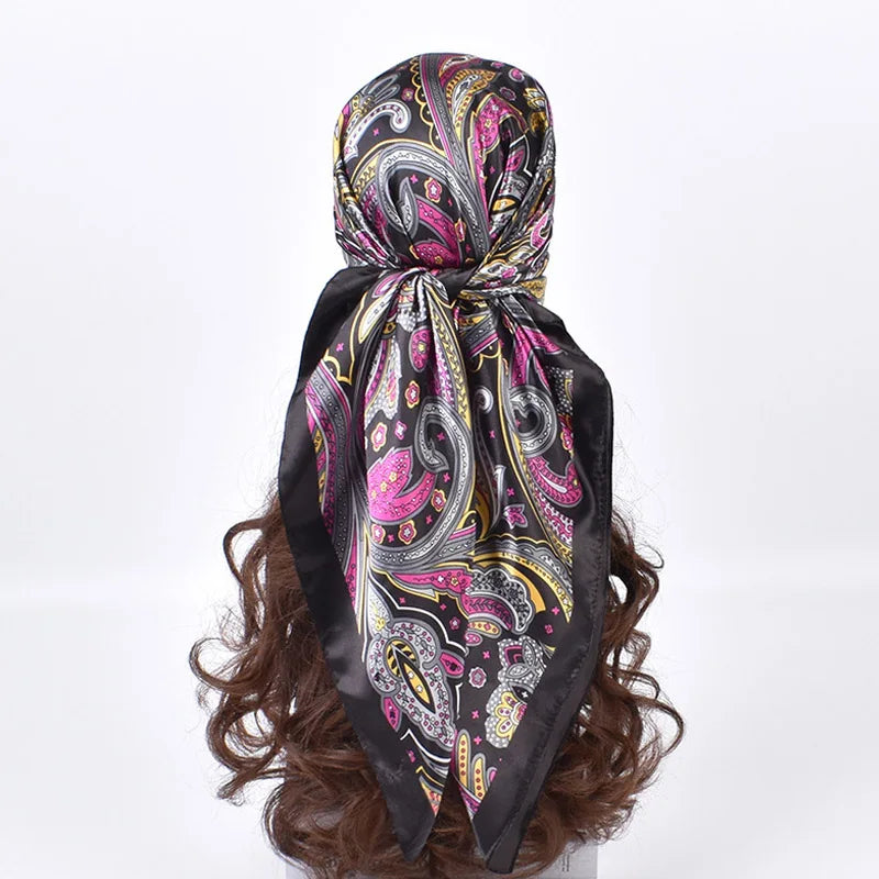 Foulards en soie de haute qualité pour femmes, Hijab carré en Satin, mouchoir uni, châles enveloppants de tête, bandeau féminin, Bandanna islamique