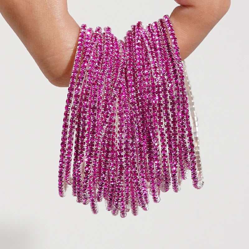 Bracelet élastique en strass et cristal pour femmes, 5 pièces, extensible, empilable, classique, bijoux quotidiens pour femmes