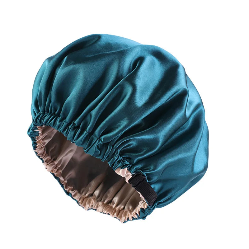 Bonnet en Satin pour dormir, Bonnet en soie réglable pour cheveux bouclés, Double couche, grand bonnet de sommeil doublé en Satin pour femmes