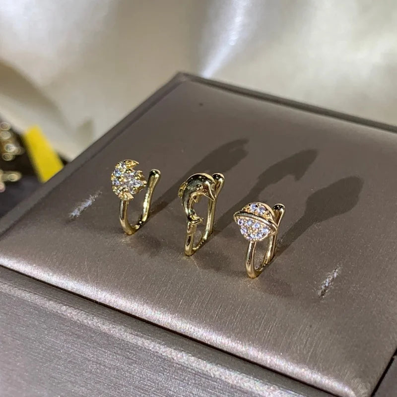 Set de 3 clips de nez mignons et raffinés, en cuivre incrusté de zirconium artificiel, pour la Saint-Valentin et la saison des mariages