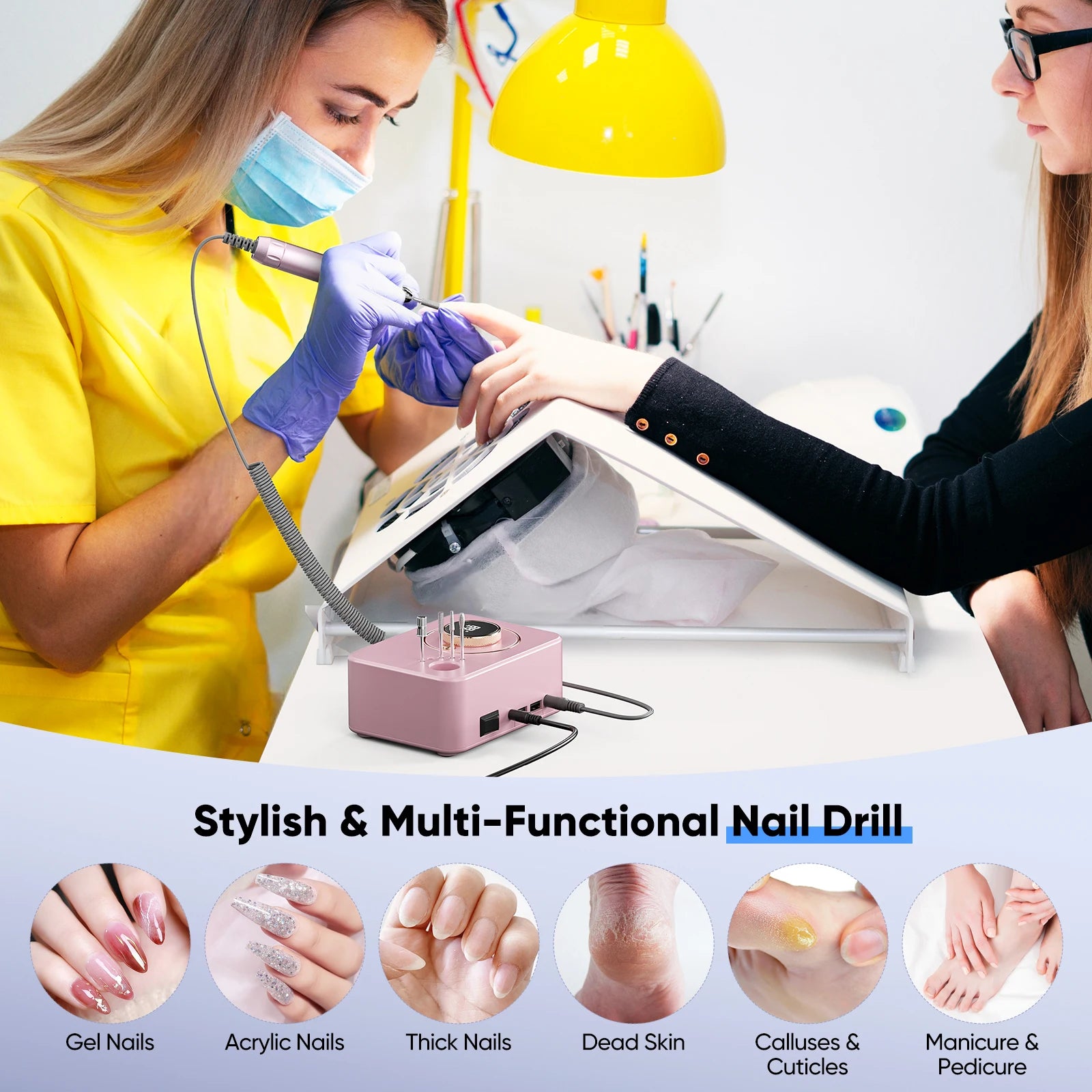 Perceuse à ongles électrique 35000 tr/min, Machine de manucure professionnelle avec moteur sans balais, ensemble de ponceuse à ongles, équipement de polissage pour Salon de manucure