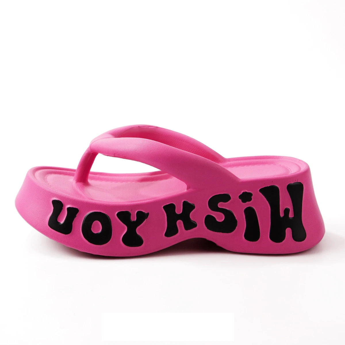 Sandales compensées antidérapantes pour femmes, nouvelle collection été 2026, en EVA, style claquettes de plage, avec lettres, simples et rehaussantes