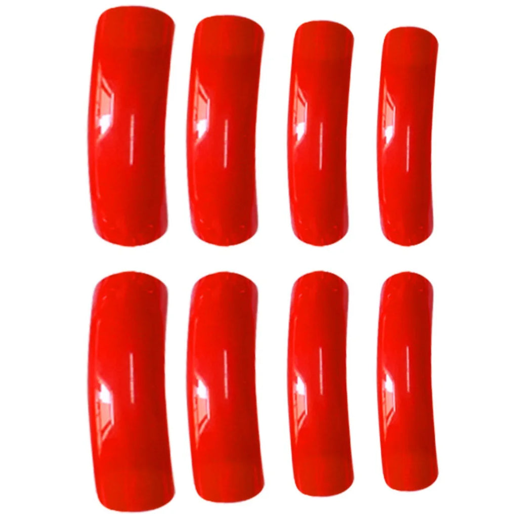 Faux ongles longs et courbés rouge vif, 20 pièces, amovibles, patchs de manucure, charmes, couverture complète, en acrylique, à presser, pour femmes