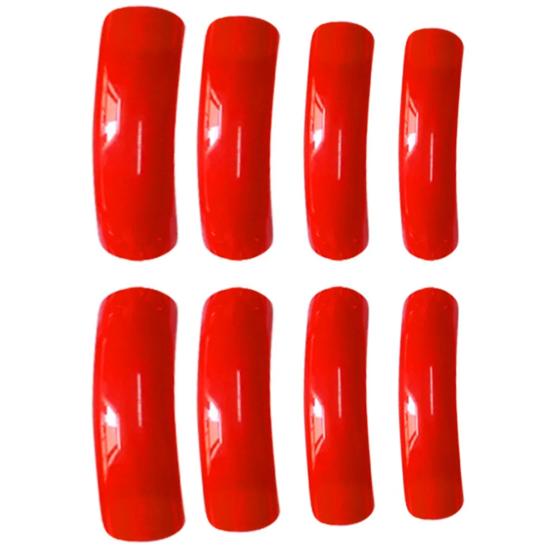 Faux ongles longs et courbés rouge vif, 20 pièces, amovibles, patchs de manucure, charmes, couverture complète, en acrylique, à presser, pour femmes
