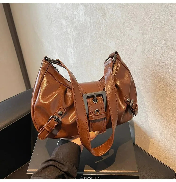 Y2K – sac à bandoulière Hobo plissé rétro pour femmes, pochette sous les bras de Style Maillard, pour voyage, travail, Shopping, offre spéciale