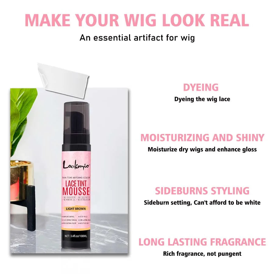 LOCKMIO – teinte naturelle en Mousse de Mousse teintée en Spray pour femmes, 100ML, perruques en maille, colorant Invisible ajusté pour la peau, perruque de Cosplay, brume de teinture