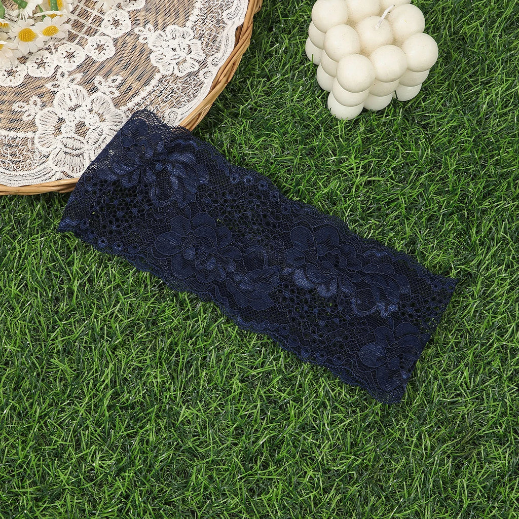 AWAYTR – bandeaux élastiques en dentelle de couleur unie, large nœud en tissu, accessoires pour cheveux pour femmes, couvre-chef de fête