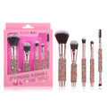 Ensemble de 5/10 pinceaux de maquillage de luxe incrustés de strass avec sac en PU rose gold, outils de beauté portables pour femmes