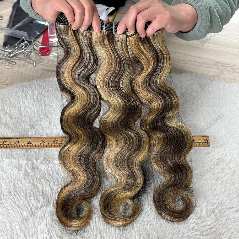 Blond miel avec reflets de qualité 12A # P4/27/613 Lots de mèches ondulées mixtes 1/3/4 pièces Cheveux vierges vietnamiens 100% humains
