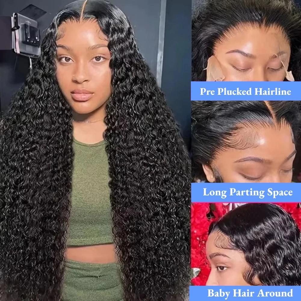Perruque Cheveux Humains Deep Wave 46 Pouces – Lace Frontale HD 13x6, Ligne de Cheveux Naturelle Pré-Épilée.