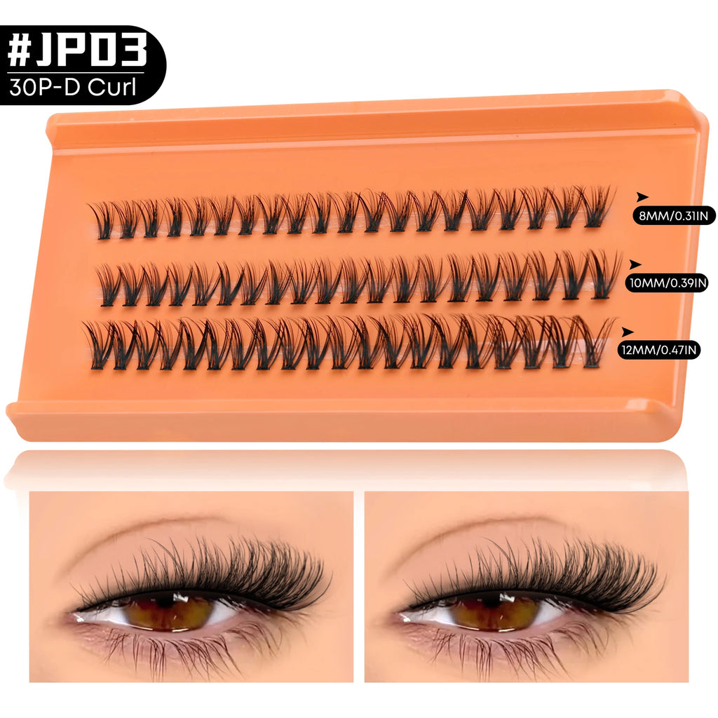 LASVIREY – Grappes de faux cils DIY effet volume et hérissé, styles variés, cils individuels légers et duveteux pour une extension de cils personnalisée.