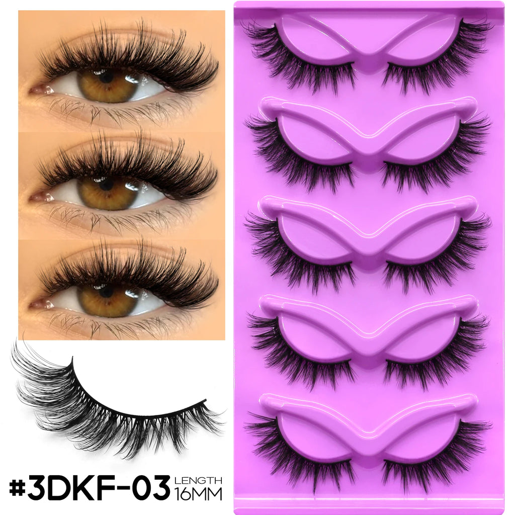 Cils GROINNEYA “Fluffy Cat” – Faux cils 3D effet vison (mink synthétique), doux, épais et volumineux. Cils complets avec effet vaporeux (wispy) et légèrement recourbé, pour un regard allongé type “œil de chat”.