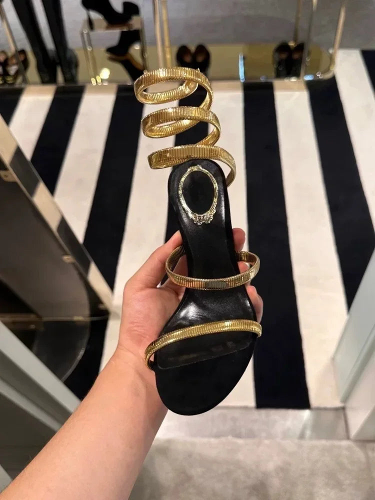 Eilyken-Sandales à bande étroite pour femmes, style de rue, sangle de rinçage, Parker ouvert, talons hauts fins, strip-teaseuse, chaussures de banquet sexy, été