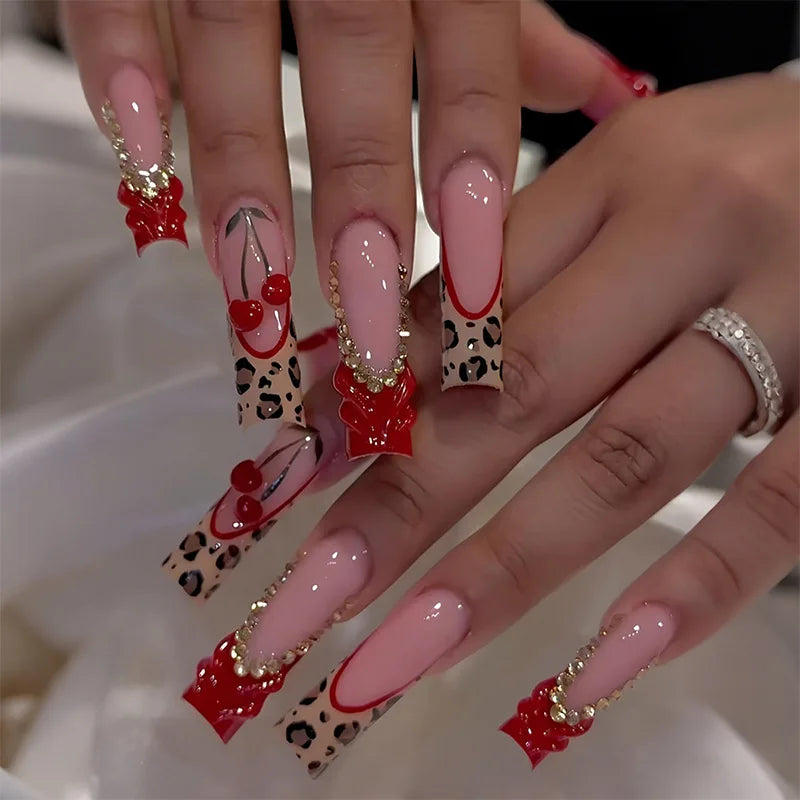Faux Ongles Longs Bruns N64.Glitter Ballet Wearable, Design Français, Presse Complète sur Nail Ins, Nail Tips Art, 24Pcs
