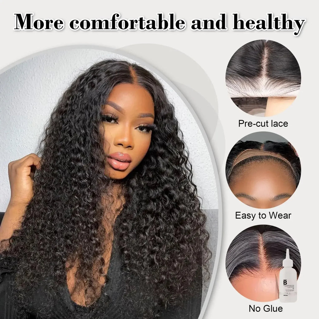 Perruque Deep Wave Premium Glueless 180 % de Densité – 100 % Cheveux Humains Remy, Lace Closure 6x4 ou 5x5, Prête à Porter, Volume Naturel et Finition Invisible