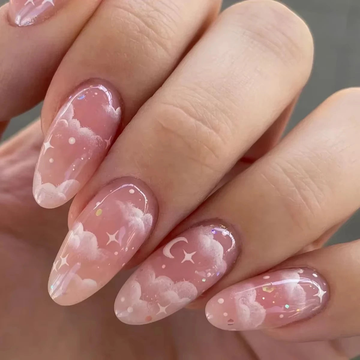 24 pièces doux oeil de chat français presse sur ongles diamant pointu tridimensionnel nœud papillon portable ongles pour femmes et fille amande ongles