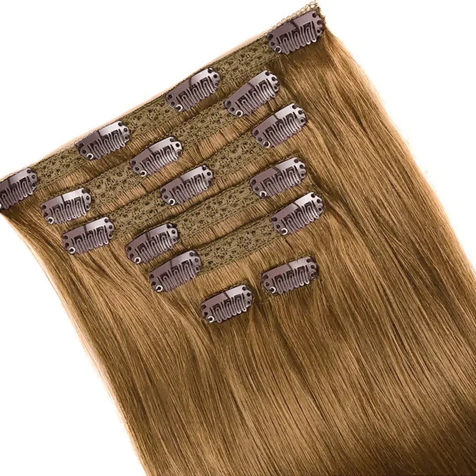 100% vrais cheveux humains blonds Clips dans les Extensions de cheveux paquets naturel noir en vrac blond 613 couleur Piano cheveux brésiliens 30 pouces