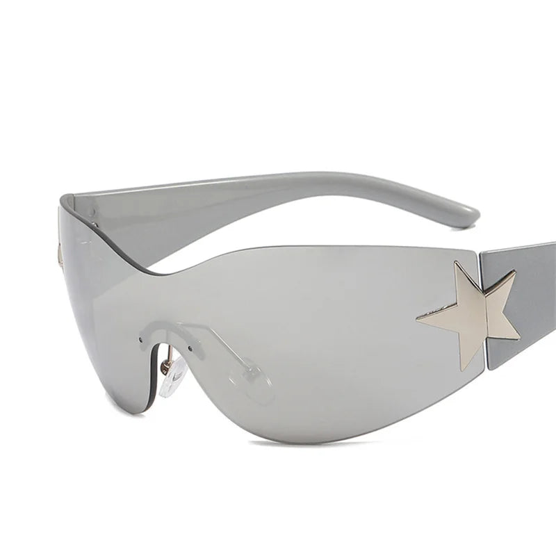 Lunettes de soleil sport punk Y2K de luxe, de marque, de créateur, style masque, monobloc, pour femme, cinq étoiles